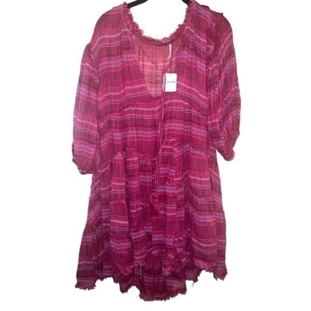 NEW ▶️ Free People ◀️ Raspberry Bohemian Smock Festival Dress.